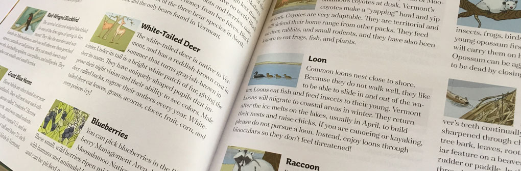 Pages in the back of the book describe the Vermont Animals featured in the book.